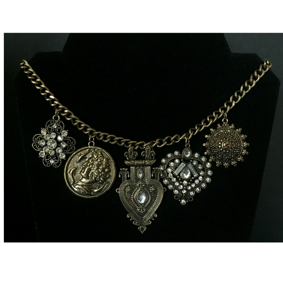 Oscar de la Renta Coin Antiqued Finish Necklace - Picture 4 of 8
